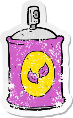 Bir insan tarafından çizilmiş doğal sprey çizgi filmin gerilimli yapıştırması.