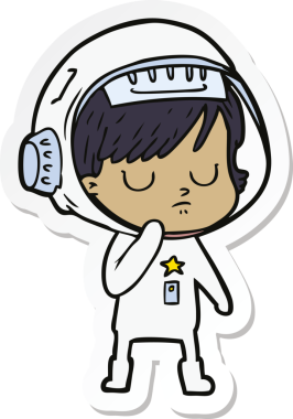 Bir insan tarafından çizilmiş astronot bir kadının çıkartması.