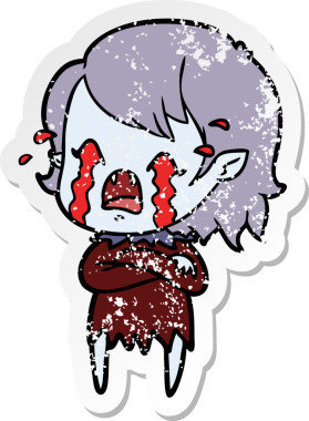 Bir insan tarafından çizilmiş ağlayan vampir bir karikatür çıkartması.