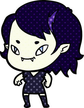 Bir insan tarafından çizilmiş çizgi film dostu vampir kız.