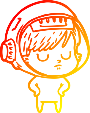 Bir insan tarafından çizilmiş bir astronot kadın çizgi çizimi.