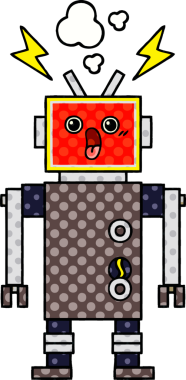 Bir insan tarafından çizilmiş robot arızasının çizgi romanı