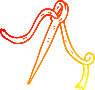 Bir insan tarafından çizilen iğne ve ipliğin sıcak eğimli çizgi çizimi