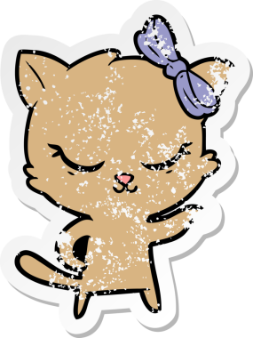 Bir insan tarafından çizilmiş şirin bir çizgi film kedisinin sıkıntılı çıkartması.