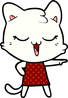 Bir insan tarafından çizilmiş mutlu çizgi film kedisi.