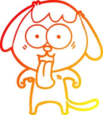 Bir insan tarafından çizilmiş sevimli bir köpeğin sıcak çizgi çizgisi.