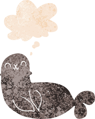 Düşünce baloncuklu karikatür mührü grunge sıkıntılı retro desen bir insan tarafından çizilmiş