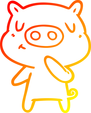 Bir insan tarafından çizilen çizgi film içerikli domuzun sıcak çizgi çizimi