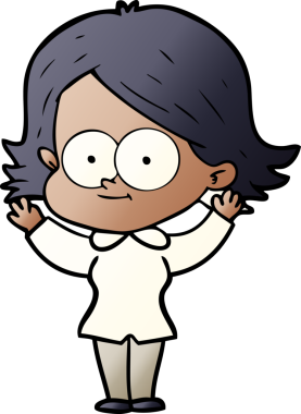 Bir insan tarafından çizilmiş mutlu çizgi film kızı.