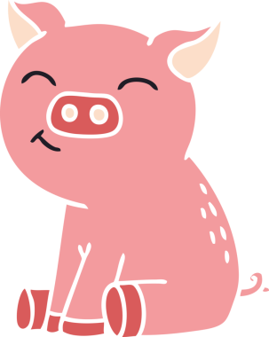 Bir insan tarafından çizilmiş garip bir çizgi film domuzu.