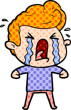 Bir insan tarafından çizilmiş ağlayan bir karikatür.