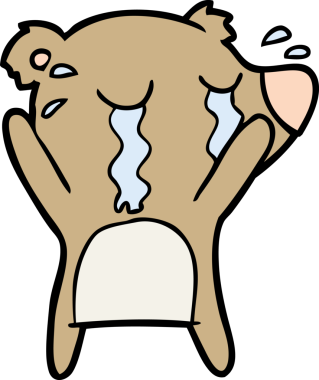 Bir insan tarafından çizilmiş ağlayan ayı karikatürü.