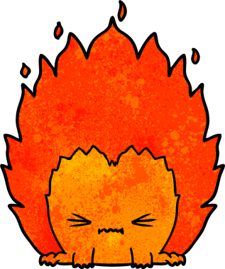 Bir insan tarafından çizilmiş ateş yaratığı.