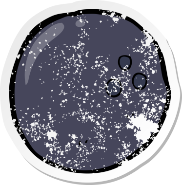 Bir insan tarafından çizilmiş bir bowling topunun gerilimli retro yapıştırması.