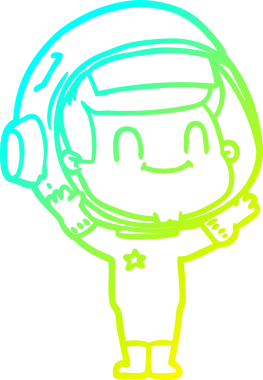 Bir insan tarafından çizilmiş mutlu bir astronot çizgi roman çizimi.