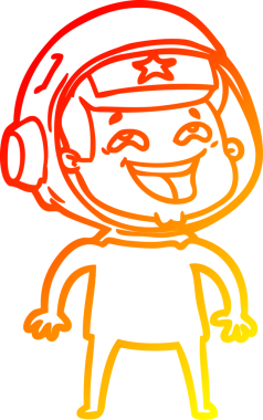 Bir insan tarafından çizilmiş gülen astronotun sıcak çizgi çizimi