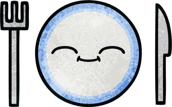 Bir insan tarafından çizilmiş yemek tabağının retro grunge deseni.