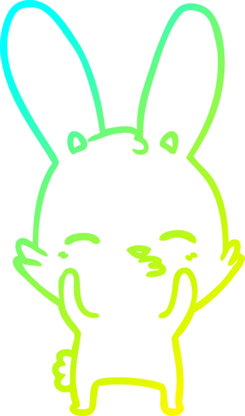 Bir insan tarafından çizilmiş garip, dalgalı bir tavşan çizgi filmi.