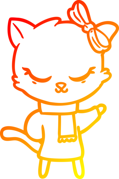 Bir insan tarafından çizilmiş sevimli bir çizgi film kedisinin sıcak çizgi çizimi