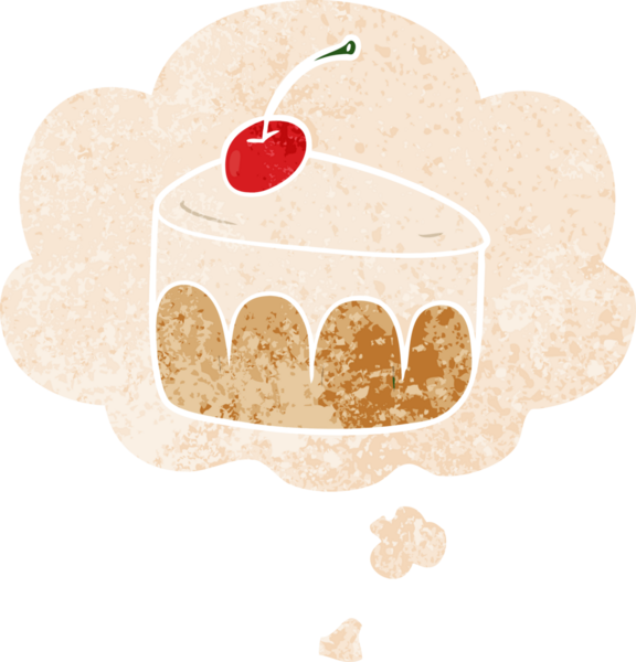 Düşünce baloncuklu karikatür tatlısı grunge dertli eski moda bir insan tarafından çizilmiş.