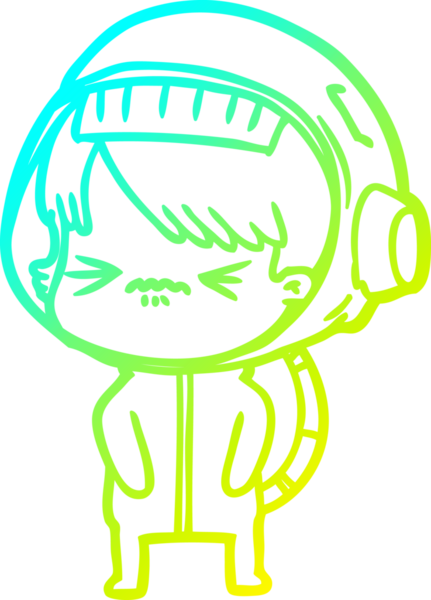 Bir insan tarafından çizilmiş kızgın bir uzay kızı çizimi.