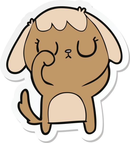 Bir insan tarafından çizilmiş şirin bir köpeğin çıkartması.