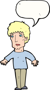 Bir insan tarafından çizilen konuşma baloncuğu ile bir adamı şaşırtan çizgi film.