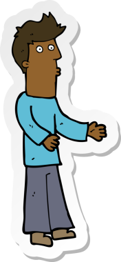 Bir insan tarafından çizilmiş bir karikatürcünün çıkartması.