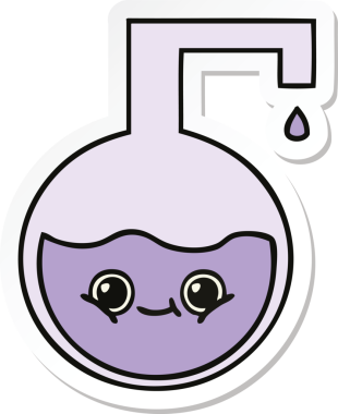 Bir insan tarafından çizilmiş şirin bir karikatür bilim deneyinin çıkartması.