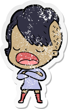 Bir insan tarafından çizilmiş havalı bir hippi kızın karikatür çıkartması.