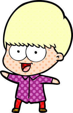 Bir insan tarafından çizilmiş mutlu çizgi film çocuğu.