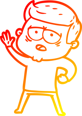 Bir insan tarafından çizilmiş, yorgun bir adamın çizgi çizimi.