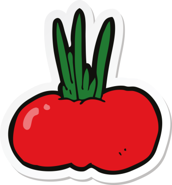 Bir insan tarafından çizilmiş sebze çizgi filminin çıkartması.