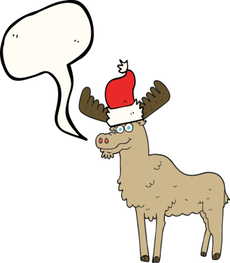 Bir insan tarafından çizilmiş serbest konuşma balonu karikatürü Noel geyiği.