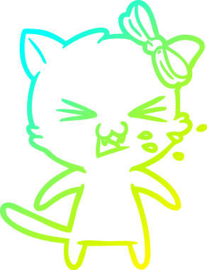 Bir insan tarafından çizilen çizgi film kedisinin soğuk gradyan çizgisi.