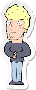 Bir insan tarafından çizilmiş endişeli bir karikatür çıkartması.