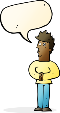 Bir insan tarafından çizilmiş konuşma balonlu sinirli bir adam.