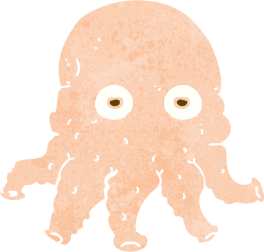 Bir insan tarafından çizilmiş uzaylı mürekkep balığı yüzü.