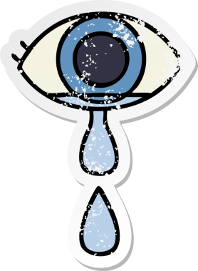 Bir insan tarafından çizilmiş, kederli bir çizgi film çıkartması.