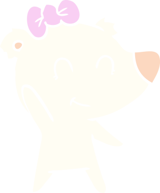 Bir insan tarafından çizilmiş dişi kutup ayısı düz renkli çizgi film.