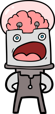 Bir insan tarafından çizilmiş çizgi film robotu