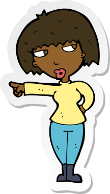 Bir insan tarafından çizilmiş, kızgın bir karikatür çıkartması.