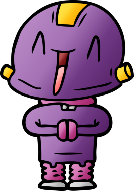 Bir insan tarafından çizilmiş çizgi film robotu