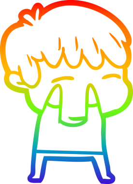 Gökkuşağı gradyanı çizimi Bir insan tarafından çizilmiş meraklı bir çocuk