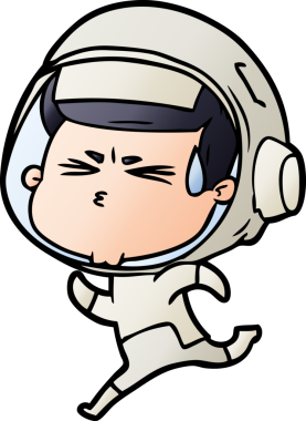 Çizgi film bir insan tarafından çizilmiş astronot.