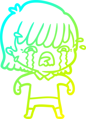 Bir insan tarafından çizilmiş ağlayan bir çizgi film kızı çizimi.