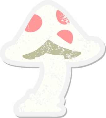 Bir insan tarafından çizilmiş zehirli zehirli mantar etiketi.