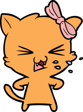 Bir insan tarafından çizilmiş çizgi film kedisi.