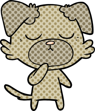 Bir insan tarafından çizilmiş şirin bir çizgi film köpeği.