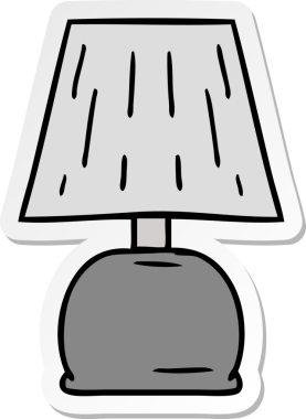 Bir insan tarafından çizilmiş bir lambanın el çizimi karikatürü.